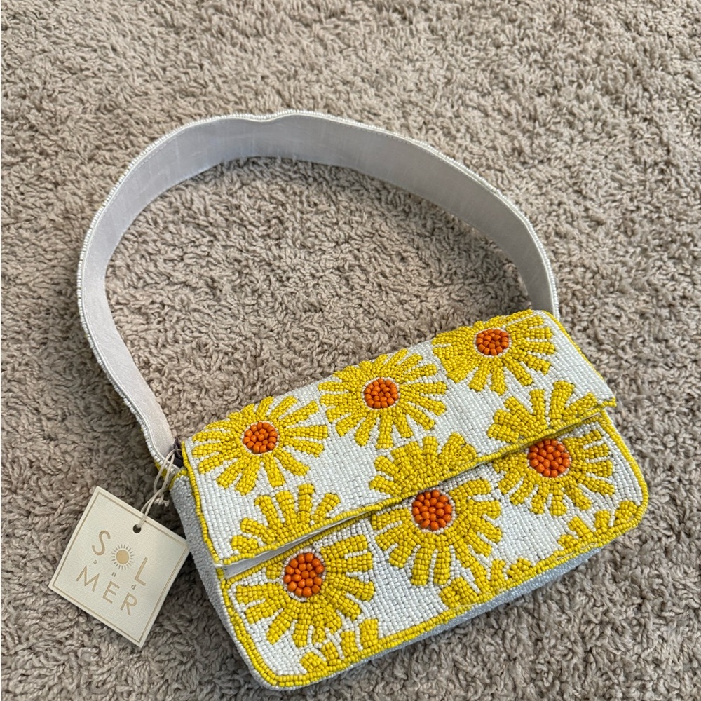 Daisy Beaded Women's Bag - Yellow and Orange